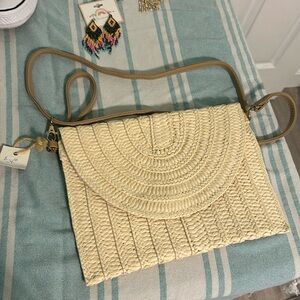 Cream Rattan Clutch